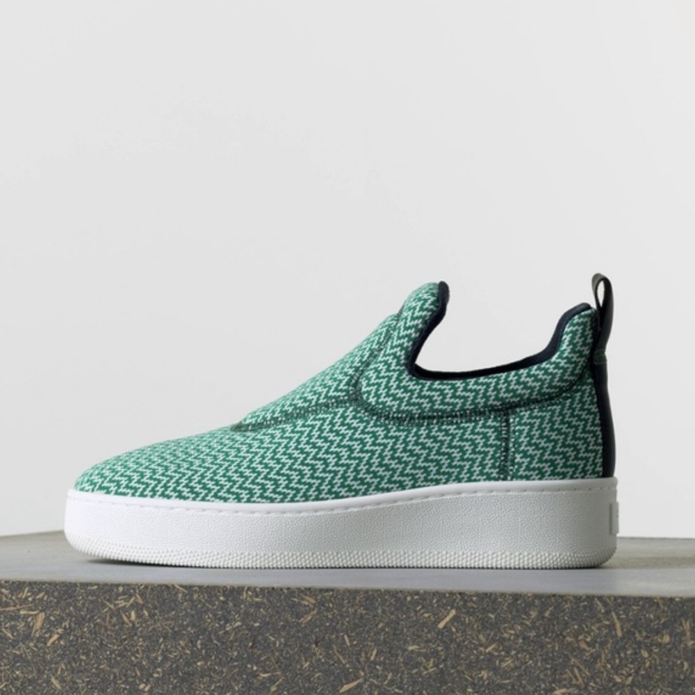 CELINE Jacquard Cloth Pull On Sneakers Trainers Green White Shoes